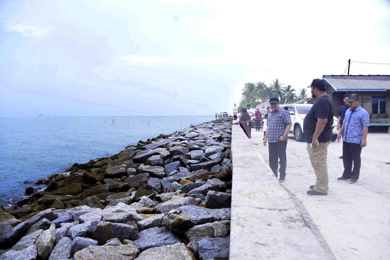 Bupati Bengkalis Tinjau Tanggul Penahan Pantai Tanjung Jaya