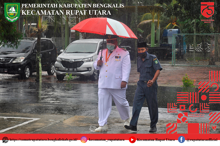 Hujan Deras dan Angin Kencang Membuat Upacara Peringatan HUT RI ke 75 Kecamatan Rupat Utara Terpaksa Tidak di Lakukan
